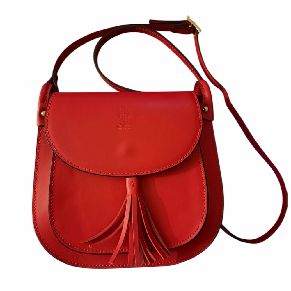 Florence Made in Italy, Italian Handmade Red Leather Crossbody Bag (NWOT)